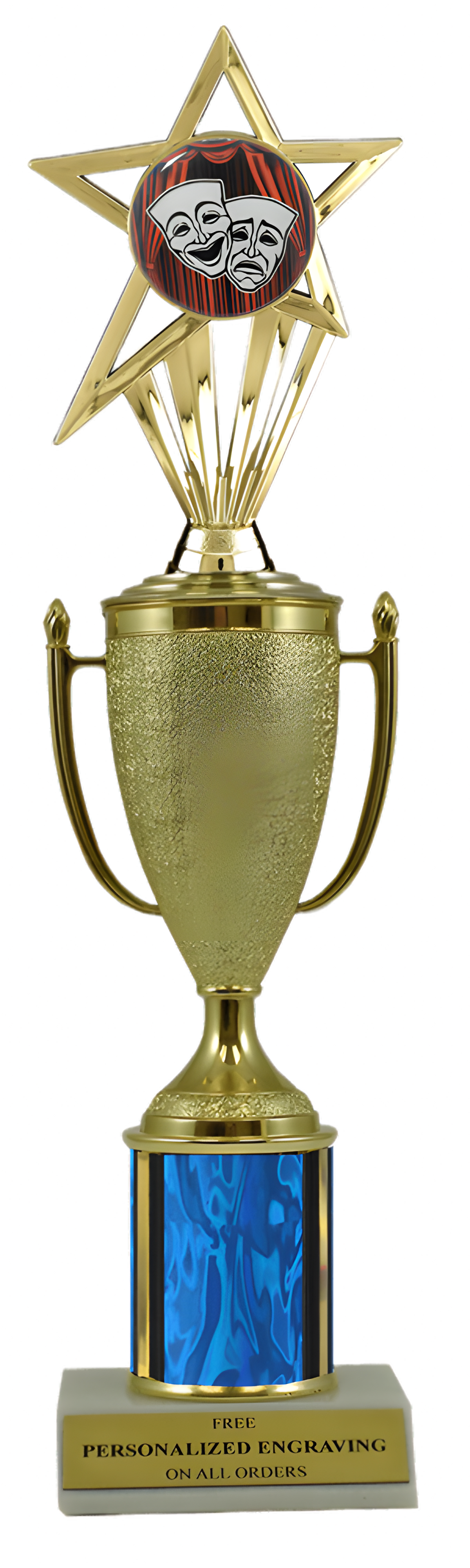 Drama Gold Cup Column Trophy with Insert