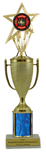 Firefighter Gold Cup Column Trophy with Insert