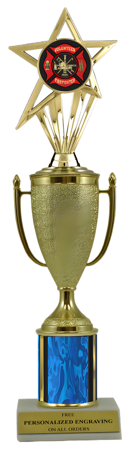 Firefighter Gold Cup Column Trophy with Insert