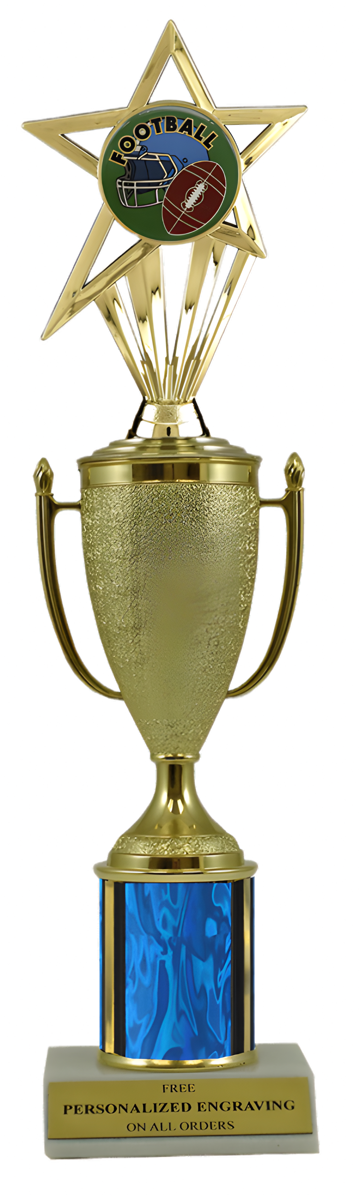Football Gold Cup Column Trophy with Insert