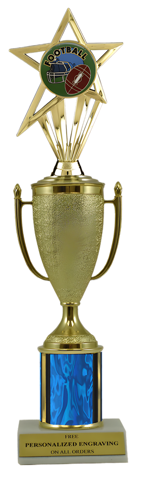 Football Gold Cup Column Trophy with Insert
