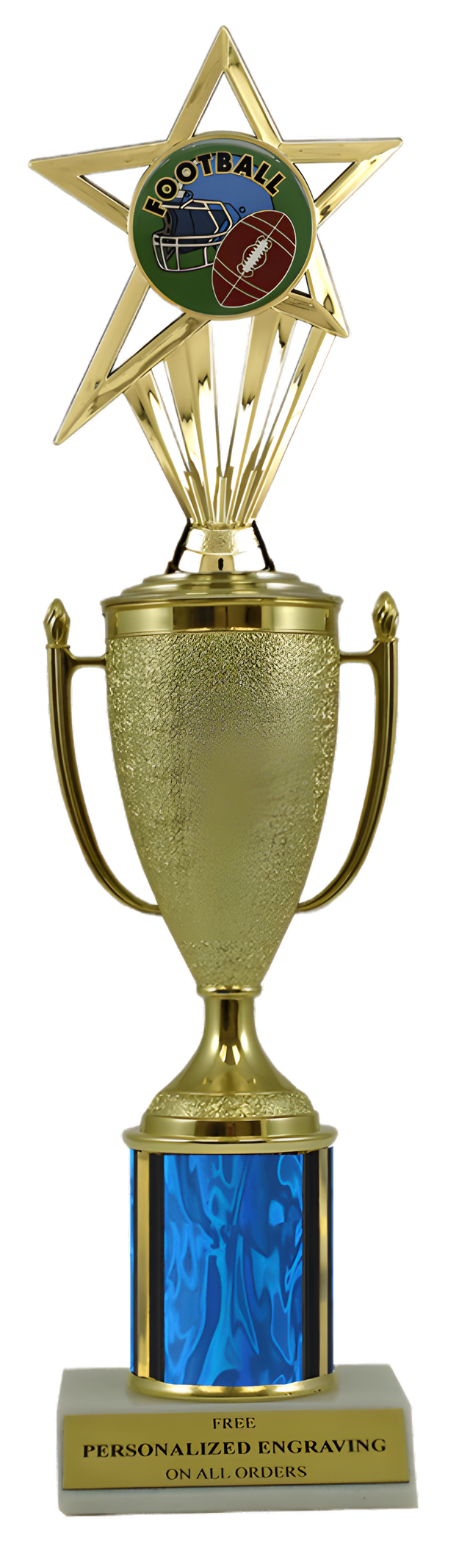 Football Gold Cup Column Trophy with Insert