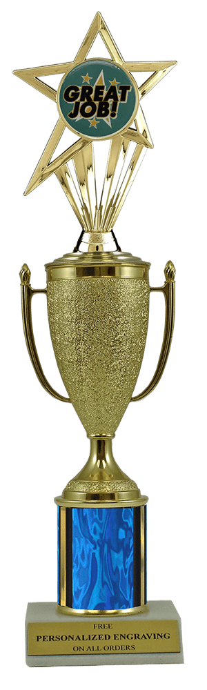 Great Job Gold Cup Column Trophy with Insert