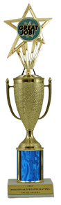 Great Job Gold Cup Column Trophy with Insert