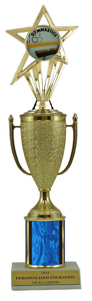 Gymnastics Gold Cup Column Trophy with Insert