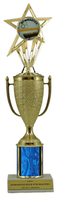 Gymnastics Gold Cup Column Trophy with Insert