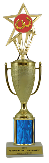 Horseshoes Gold Cup Column Trophy with Insert