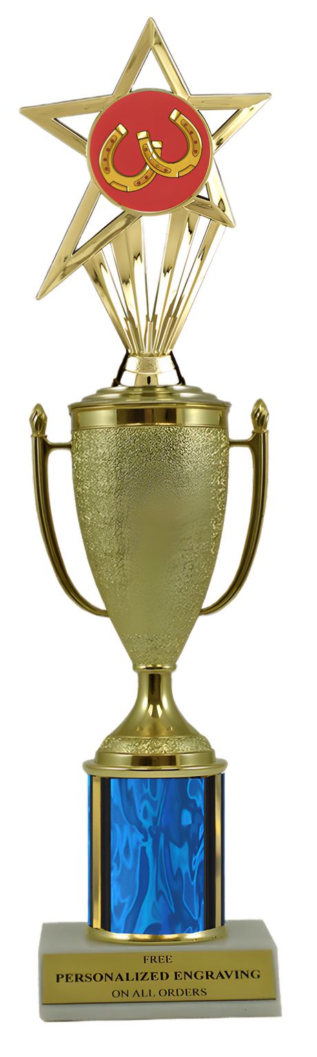 Horseshoes Gold Cup Column Trophy with Insert