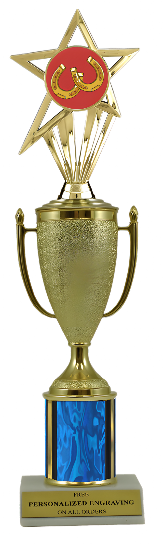 Horseshoes Gold Cup Column Trophy with Insert