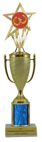 Horseshoes Gold Cup Column Trophy with Insert