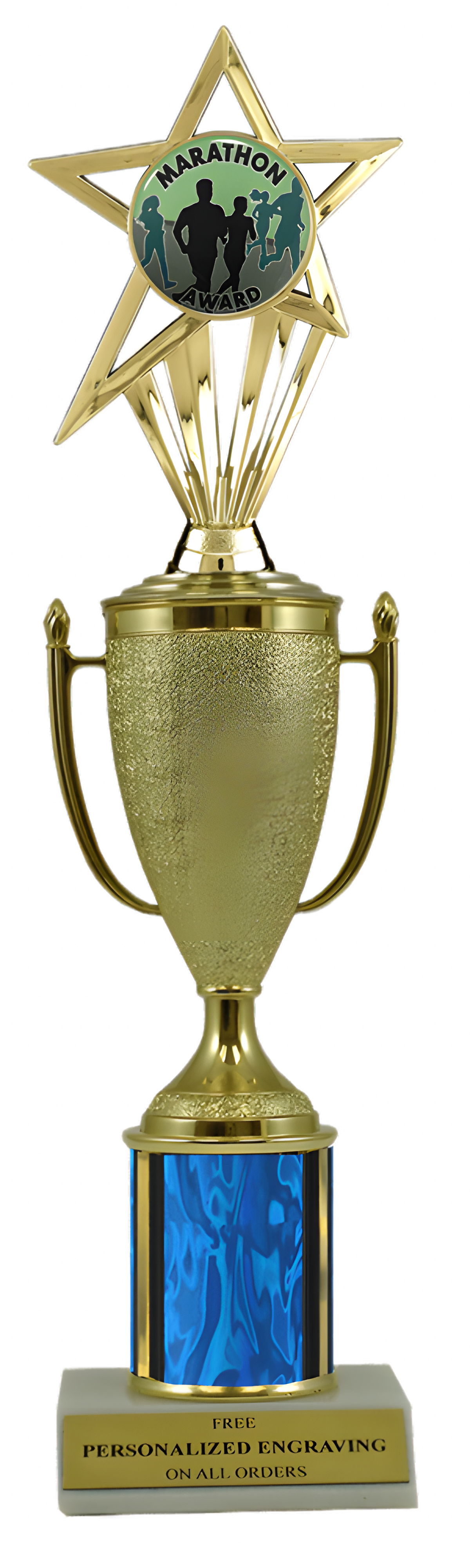 Marathon Gold Cup Column Trophy with Insert
