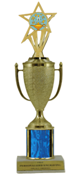 Math Gold Cup Column Trophy with Insert
