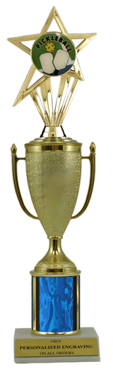 Pickleball Gold Cup Column Trophy with Insert
