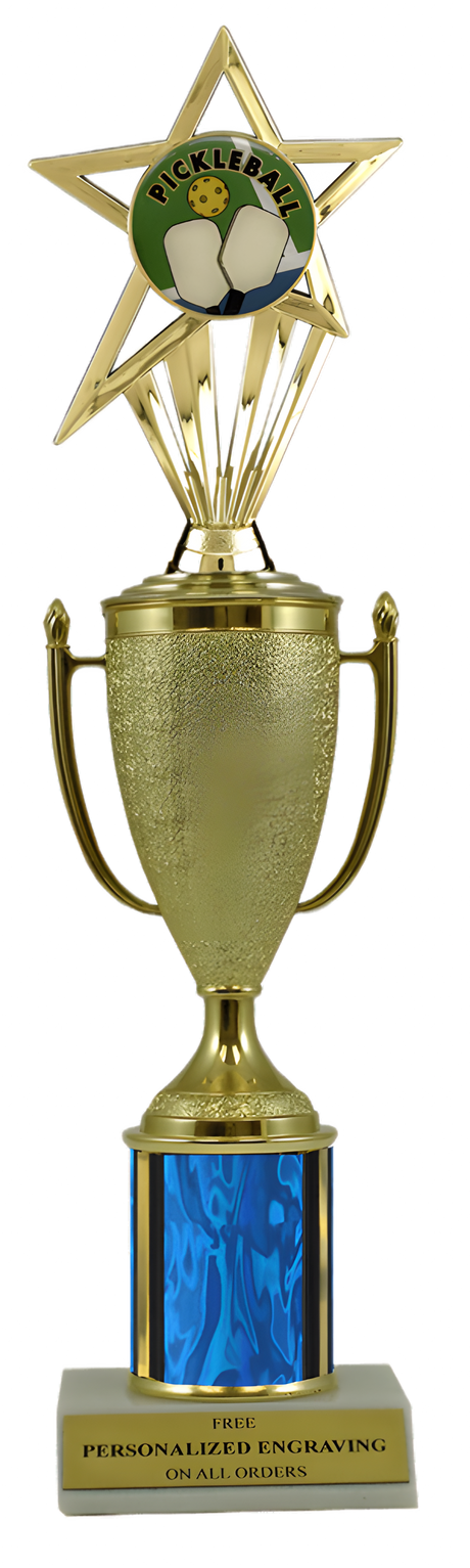 Pickleball Gold Cup Column Trophy with Insert