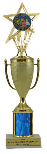 Science Gold Cup Column Trophy with Insert