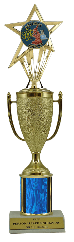 Science Gold Cup Column Trophy with Insert