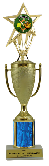 Softball Gold Cup Column Trophy with Insert
