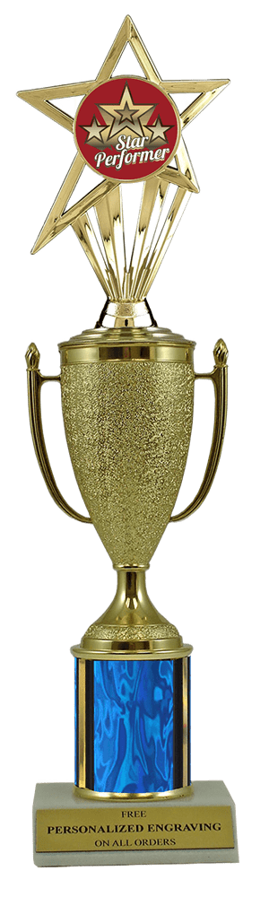 Star Performer Gold Cup Column Trophy with Insert