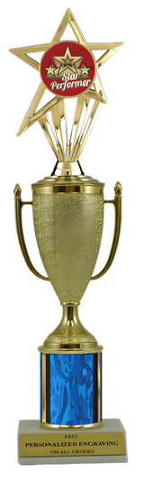 Star Performer Gold Cup Column Trophy with Insert