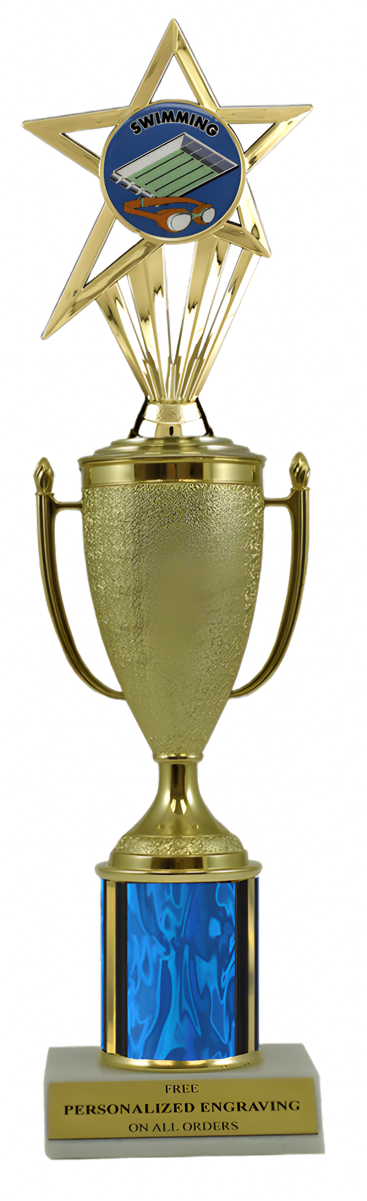 Swimming Gold Cup Column Trophy with Insert