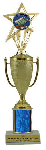 Swimming Gold Cup Column Trophy with Insert