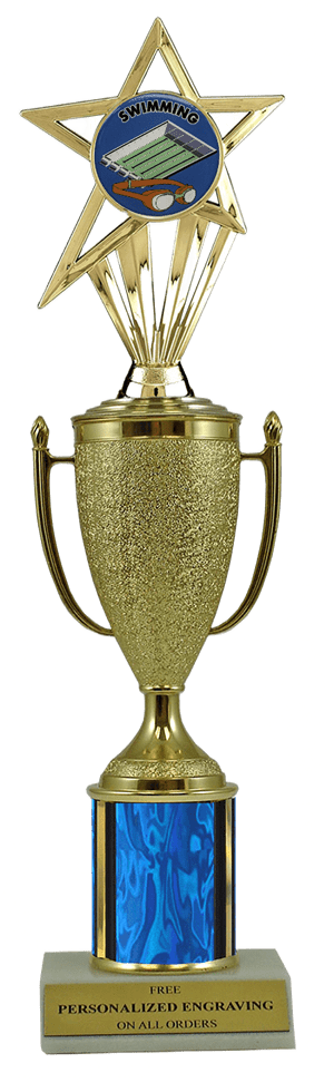Swimming Gold Cup Column Trophy with Insert