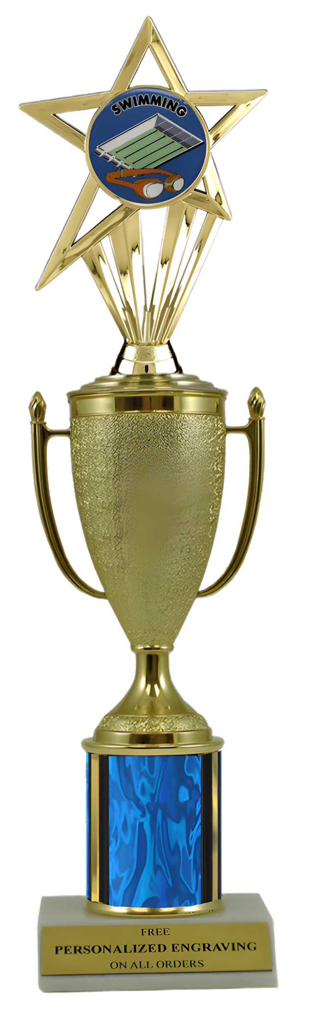 Swimming Gold Cup Column Trophy with Insert