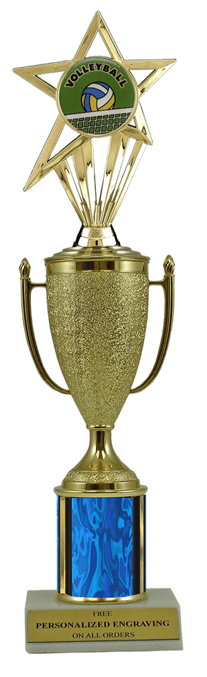 Volleyball Gold Cup Column Trophy with Insert