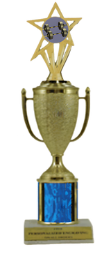 Weightlifting Gold Cup Column Trophy with Insert