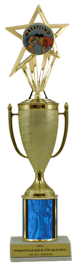 Wrestling Gold Cup Column Trophy with Insert