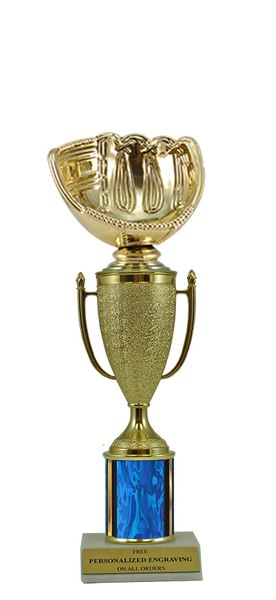 Baseball Glove Gold Cup Column Trophy
