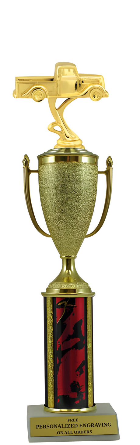 Vintage Pick-up Truck Gold Cup Column Trophy