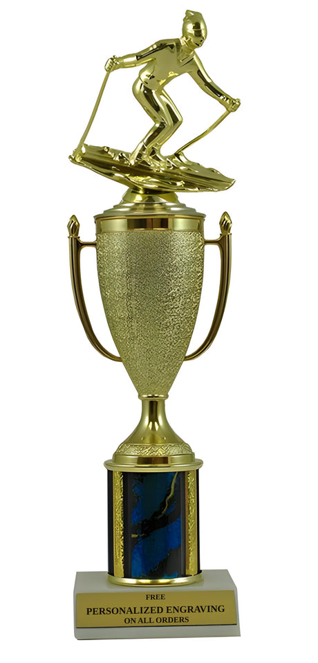 Downhill Skiing Gold Cup Column Trophy