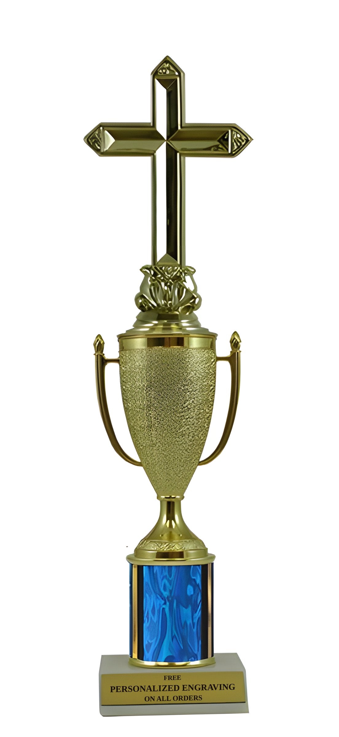Religious Cross Gold Cup Column Trophy