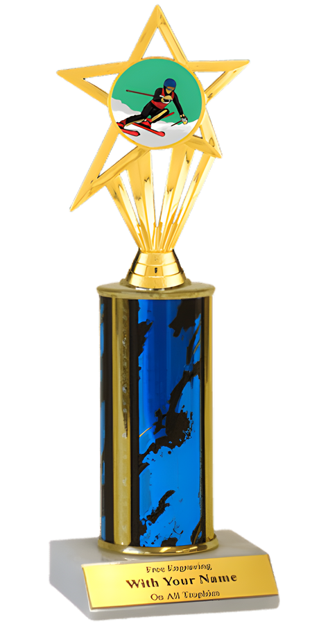 Downhill Skiing Column Insert Trophy