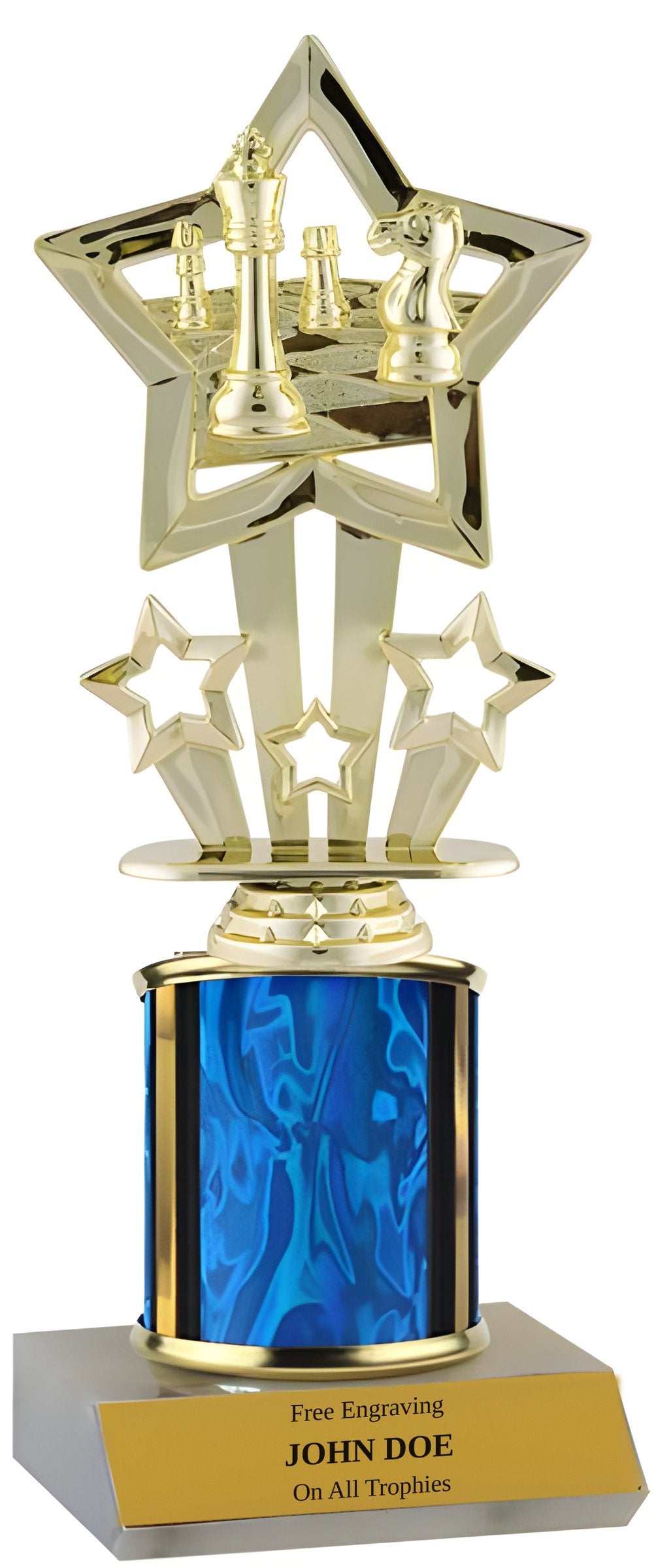 Single Column Customizable Chess Trophy with Marble Base