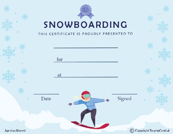 Snowboarding Award Certificate - Free Template