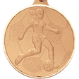 2 Inch Diamond Cut Edge Girls Soccer Player Medal with Ribbon