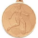 2 Inch Diamond Cut Edge Girls Soccer Player Medal with Ribbon