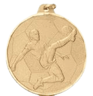 2 Inch Diamond Cut Edge Boys Soccer Medal with Ribbon