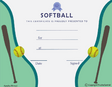 Softball Certificate - Free Printable Award Template