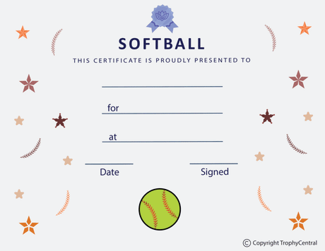 Softball Award Certificate - Free Template
