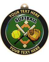 Softball Insert Medal with Personalized Rim
