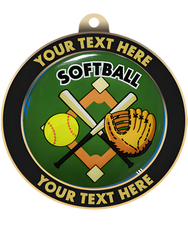 Softball Insert Medal with Personalized Rim