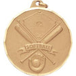 2" Diamond Cut Softball & Crossed Bats Medal with Ribbon