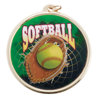 Color Softball Medal (2 3/16 Inch)