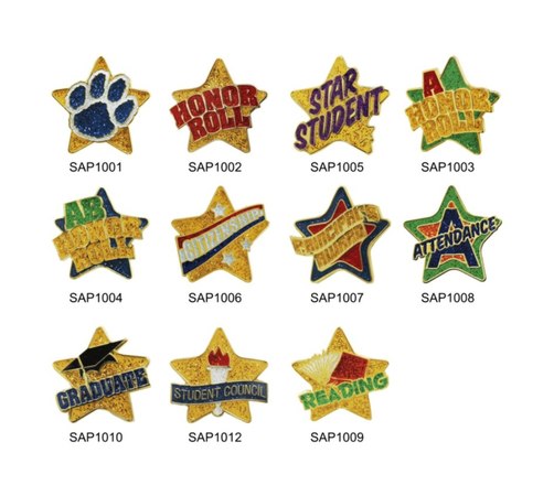 Sparkling Star-Shaped Achievement Lapel Pins