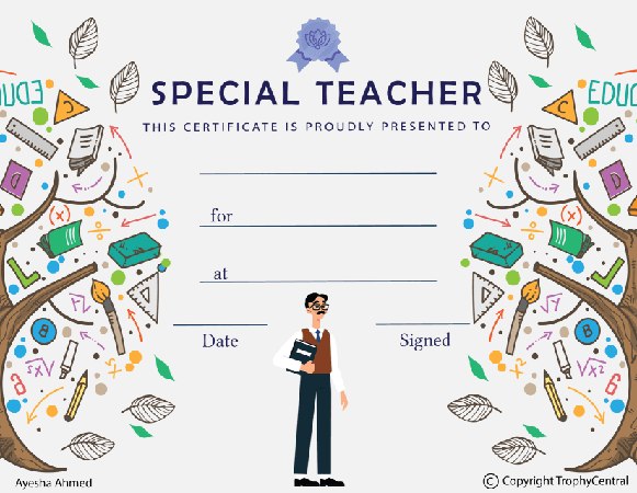 Special Teacher Certificate - Free Template - Design 2
