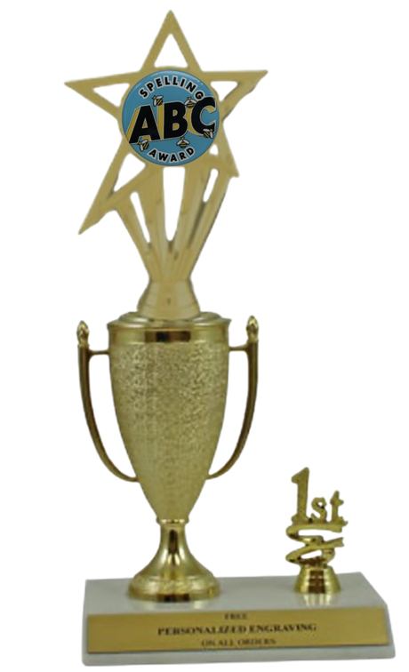 Spelling 1st, 2nd and 3rd Place Award Cup Insert Trophy
