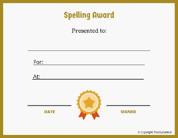 Spelling Bee Certificate - Free Printable Template